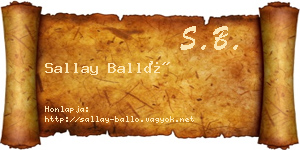 Sallay Balló névjegykártya